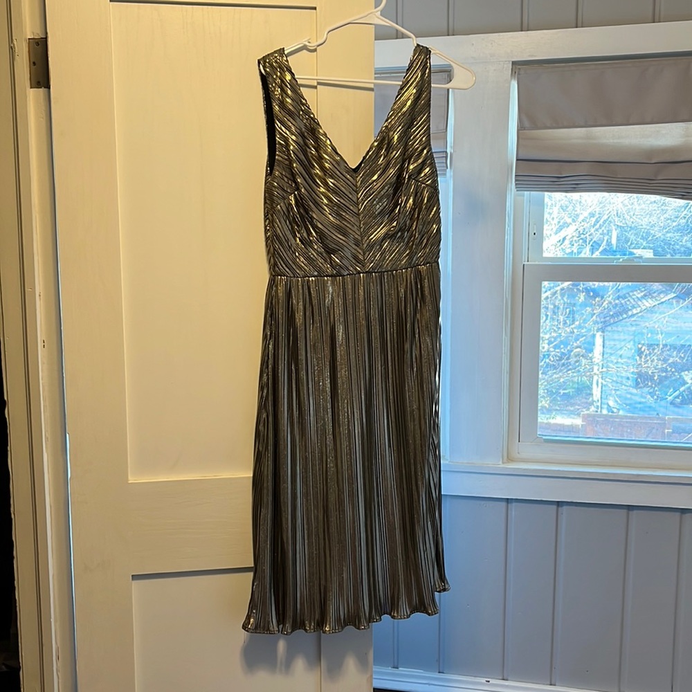 Gold Lame dress by The Room deep V neck